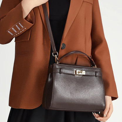 Genuine Leather Luxury Wide Strap Shoulder Bag