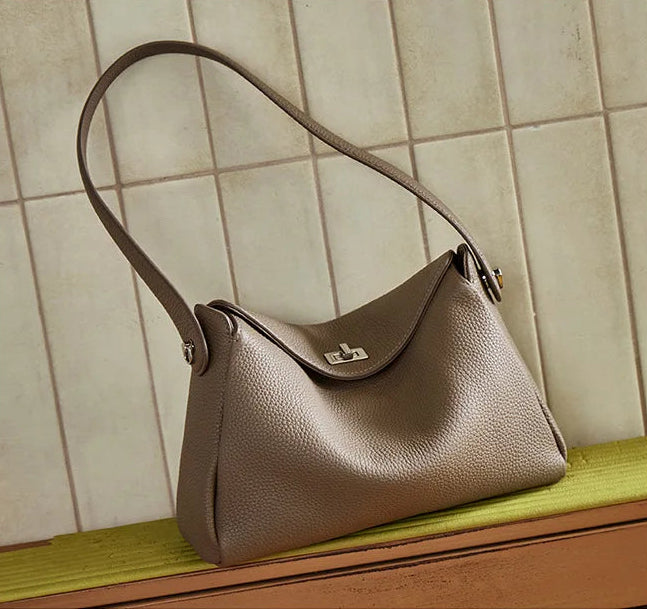 Vesper Genuine Leather Turn-Lock Contour Hobo