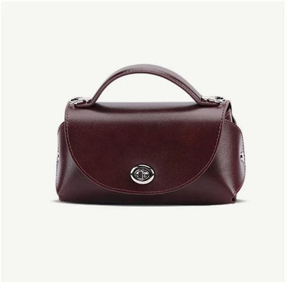 Aura Genuine Leather Turn-Lock Mini Satchel