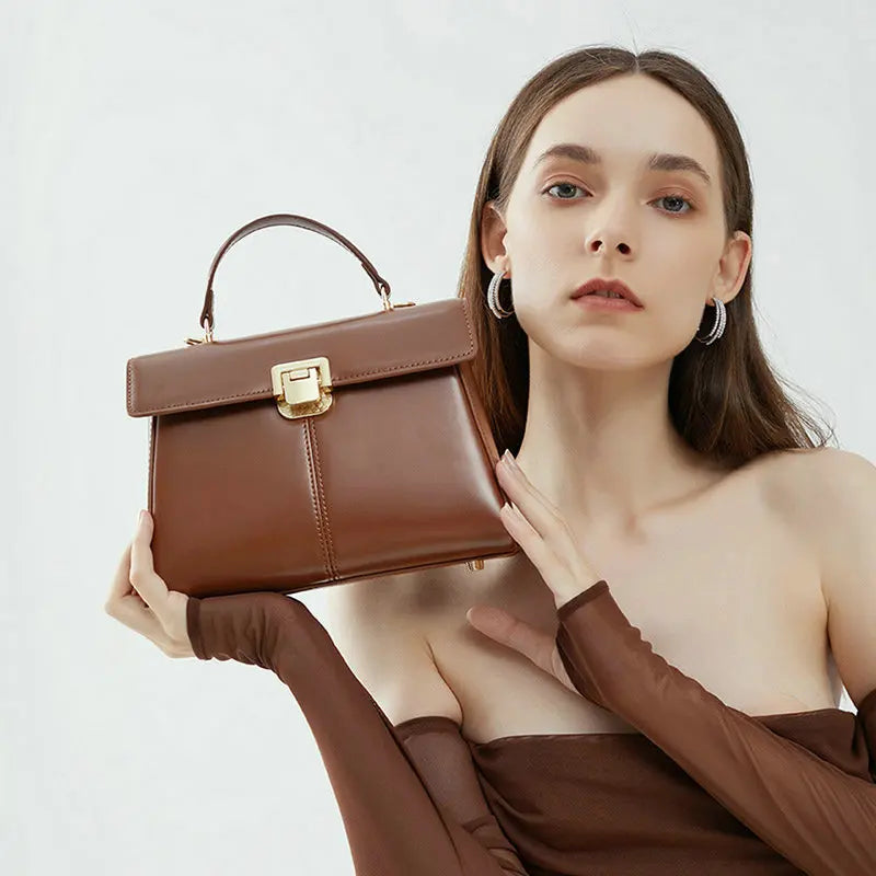 Genuine Leather Luxury Designer Square Handbag