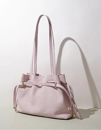 Stellar Genuine Leather Drawstring Pleated Tote