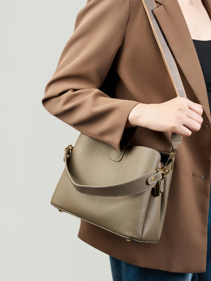 Elite Top Grain Genuine Leather Large Capacity Bucket Bag