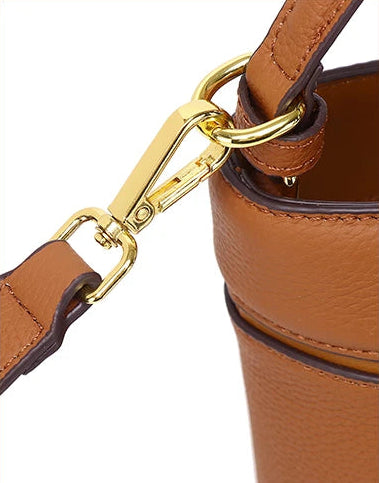 Opulent Genuine Leather Bucket Bag