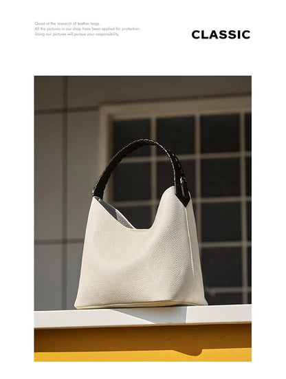 Lyra Artisan Genuine Leather Hand-Woven Accent Tote