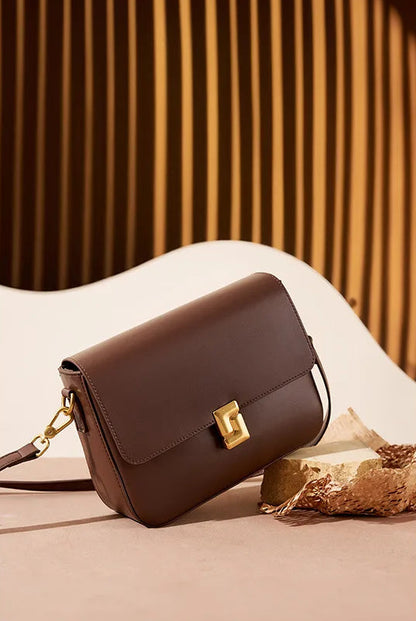 Aura Genuine Leather Luxury Small Square Crossbody Bag