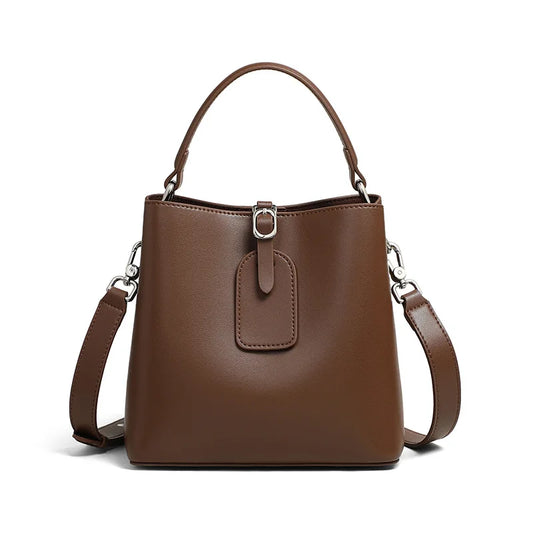 Vanguard Genuine Leather Sculptural Bucket Bag