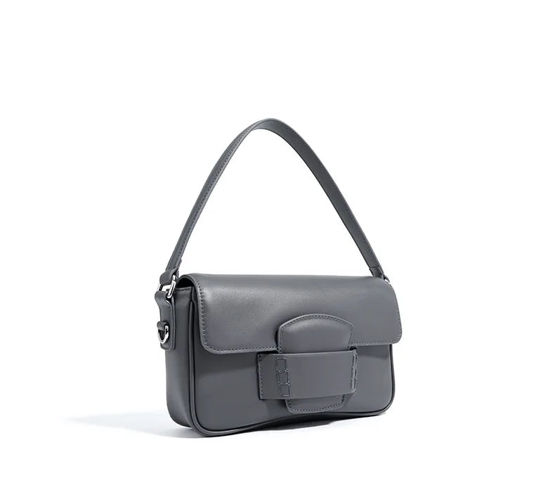 Genuine Leather Flap Crossbody Bag