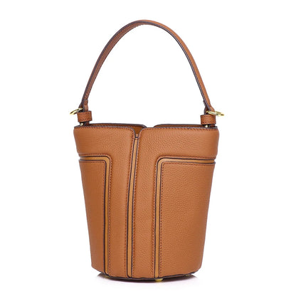 Opulent Genuine Leather Bucket Bag