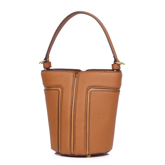 Opulent Genuine Leather Bucket Bag