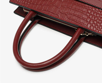 Crocodile Texture Leather Handbag