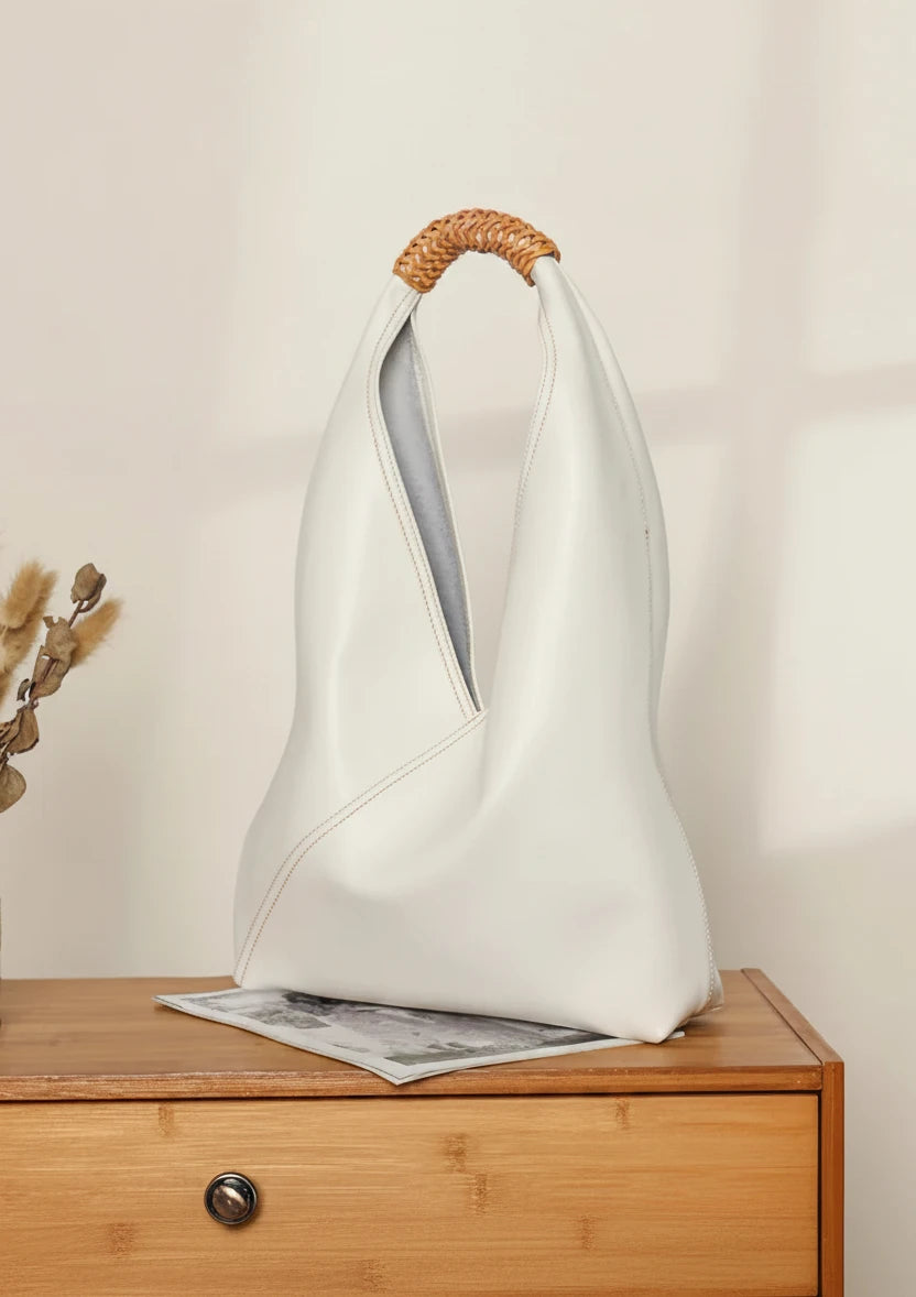 Aura Genuine Leather Asymmetric Sculptural Hobo