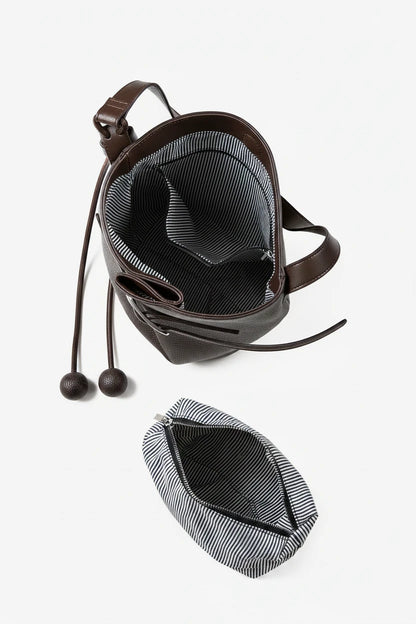 Cascade Genuine Leather Loop Bucket Bag
