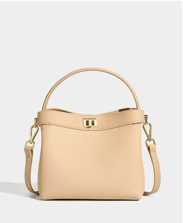 Refined Genuine Leather Signature Bucket Bag
