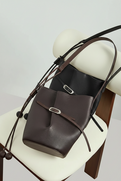 Cascade Genuine Leather Loop Bucket Bag