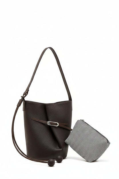 Cascade Genuine Leather Loop Bucket Bag