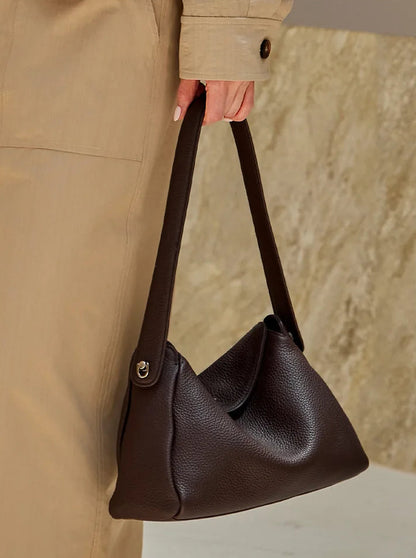 Vesper Genuine Leather Turn-Lock Contour Hobo