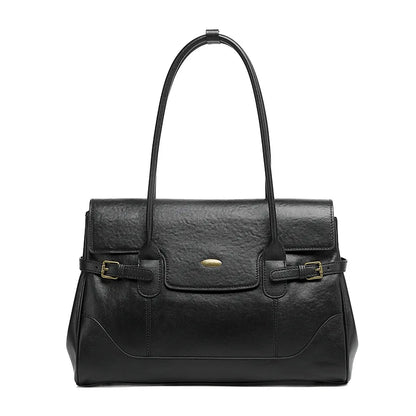 Aura Genuine Leather Side-Buckle Vintage Tote