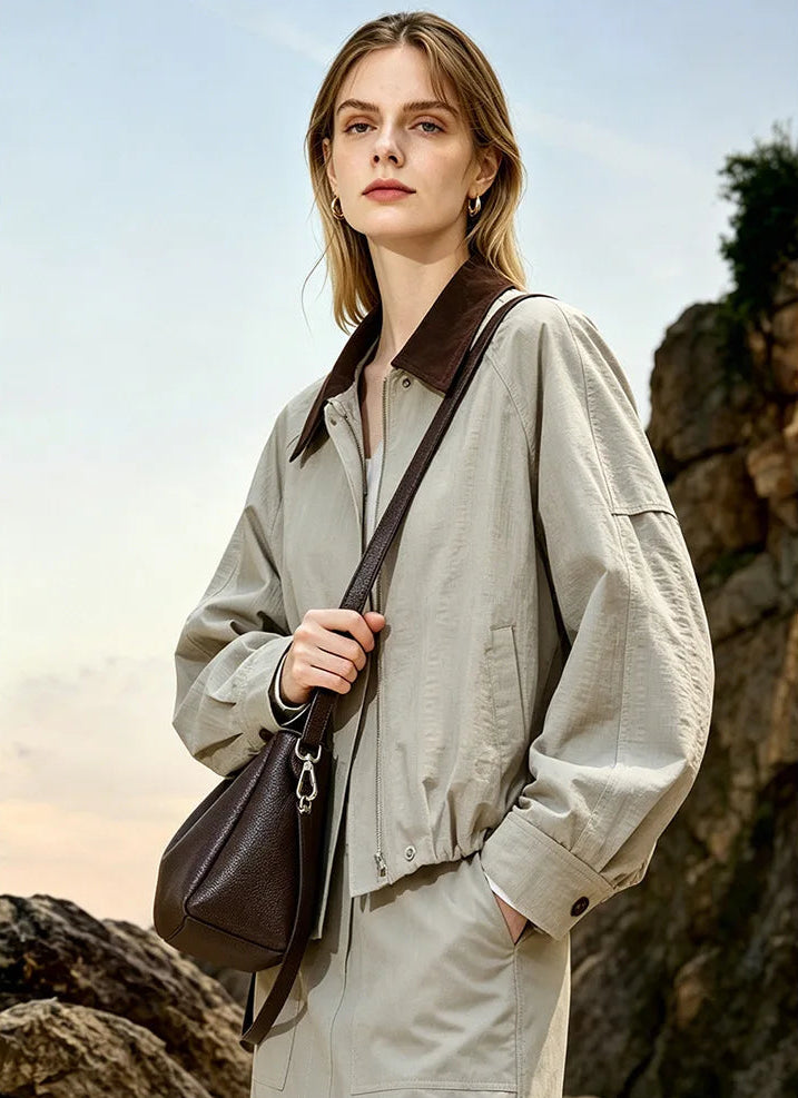 Vesper Genuine Leather Turn-Lock Contour Hobo