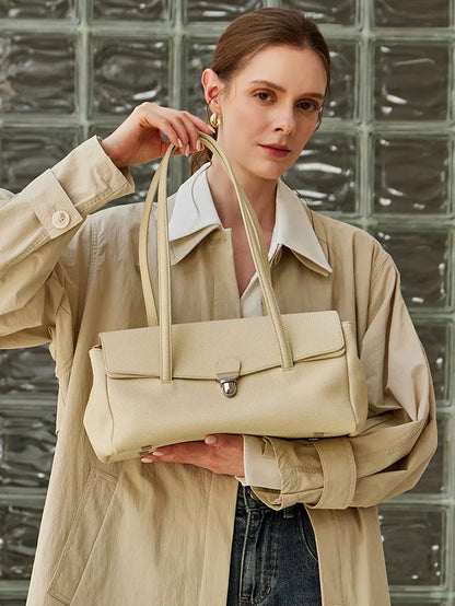 Aura Genuine Leather Lock-Clasp Envelope Bag