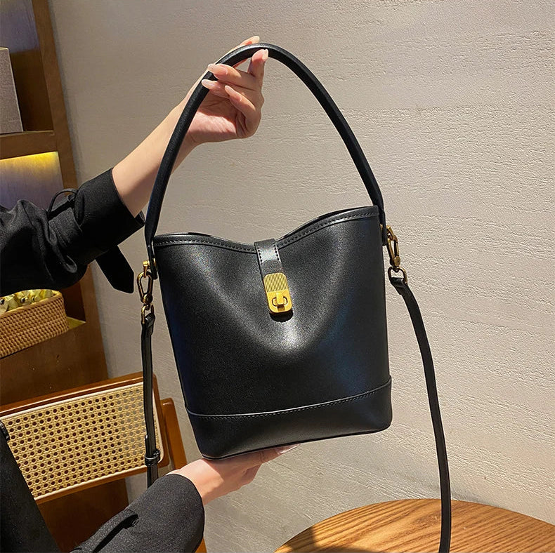 Genuine Leather Luxury Bucket Handbag