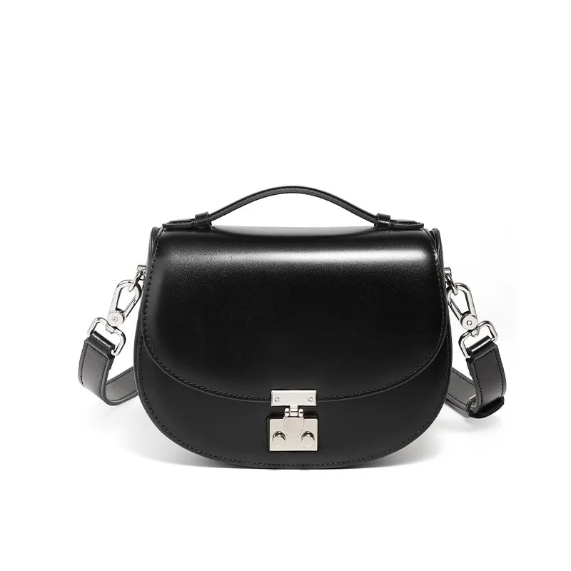 Aura Genuine Leather Top-Handle Saddle Bag