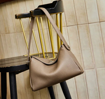 Vesper Genuine Leather Turn-Lock Contour Hobo