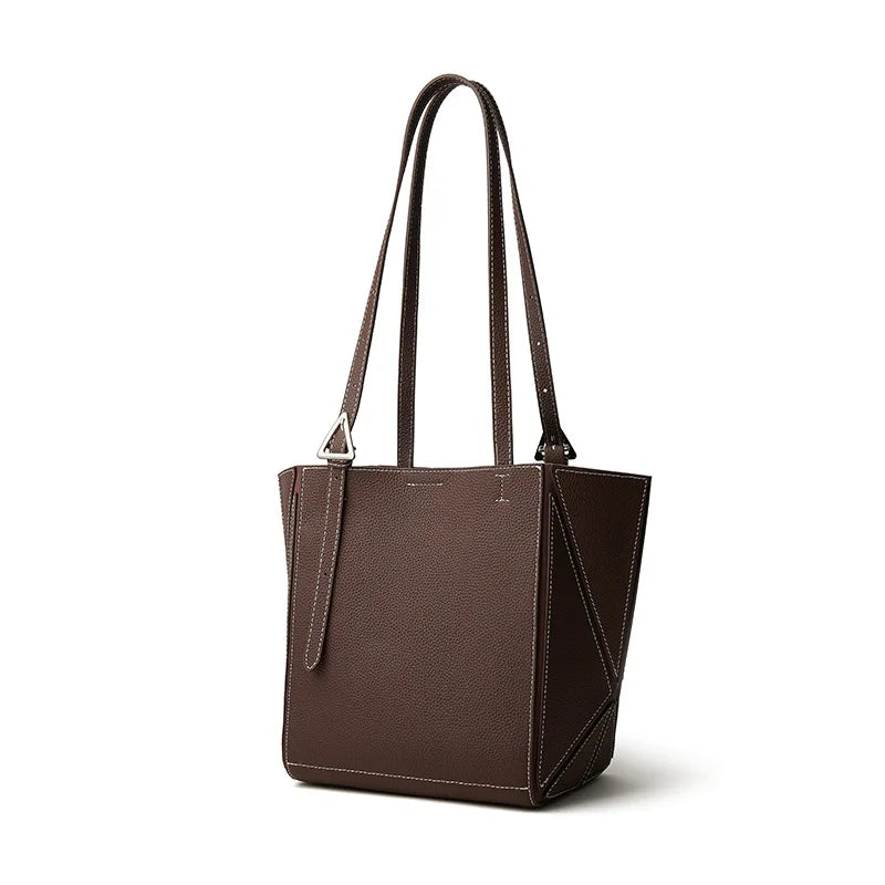 Aura Genuine Leather Geometric Winged Tote