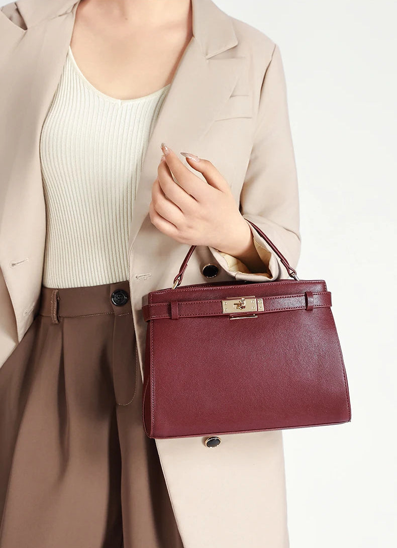 Genuine Leather Luxury Wide Strap Shoulder Bag