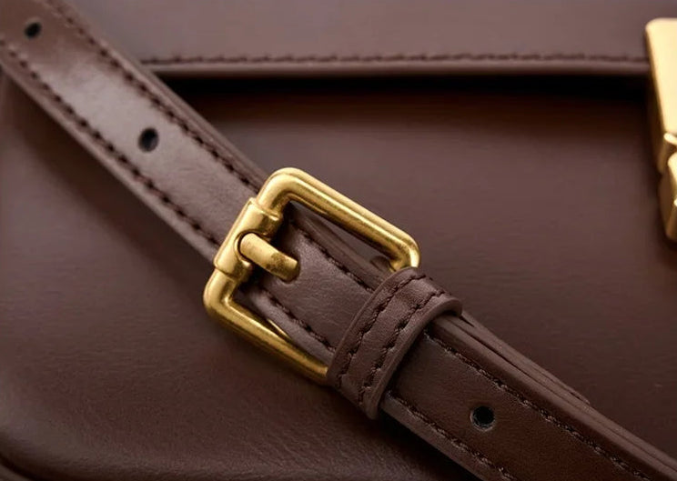 Aura Genuine Leather Luxury Small Square Crossbody Bag