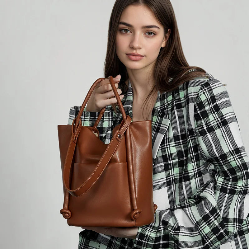 Elysian Genuine Leather High-Quality Soft Cowhide Tote Bag