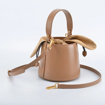 Artisanal Bow Knot Cowhide Bucket Bag