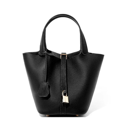 Genuine Leather Luxe Bucket Tote Bag