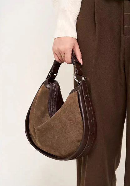 Chic Frosted Suede Leather Minimalist Shoulder Purse