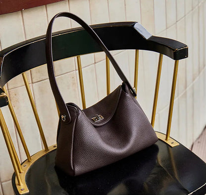 Vesper Genuine Leather Turn-Lock Contour Hobo