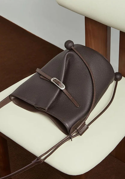 Cascade Genuine Leather Loop Bucket Bag