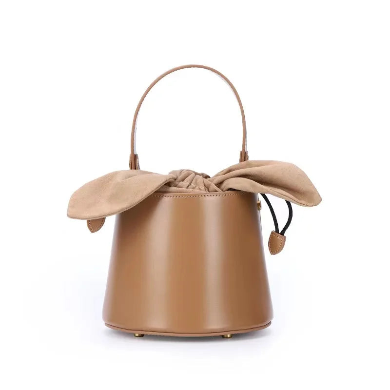 Artisanal Bow Knot Cowhide Bucket Bag
