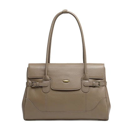 Aura Genuine Leather Side-Buckle Vintage Tote