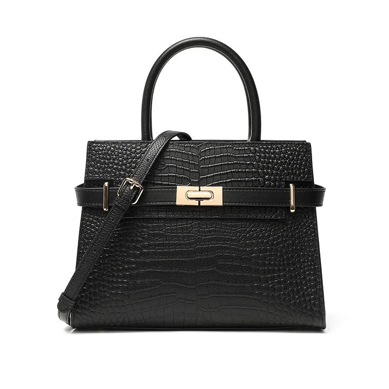 Crocodile Texture Leather Handbag