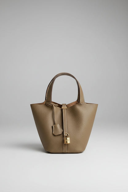 Genuine Leather Luxe Bucket Tote Bag