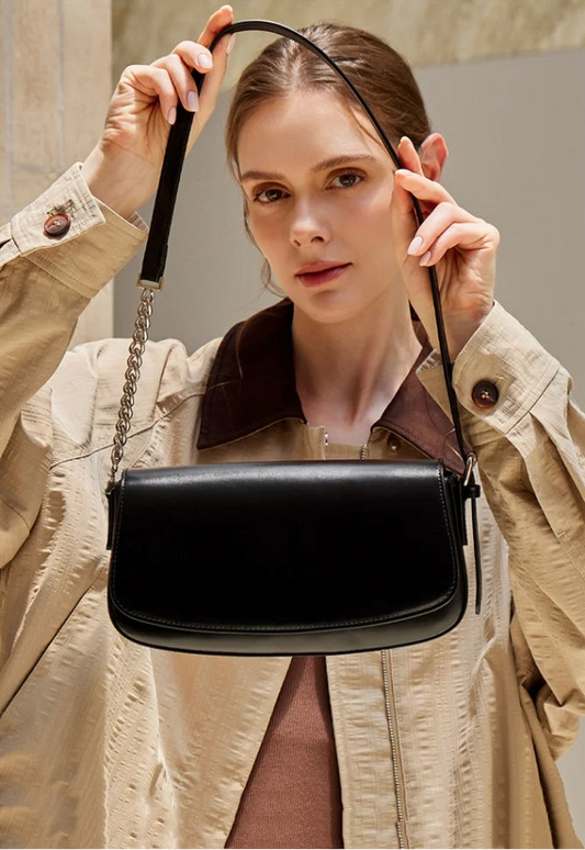 Nova Genuine Leather Asymmetric Strap Underarm Bag