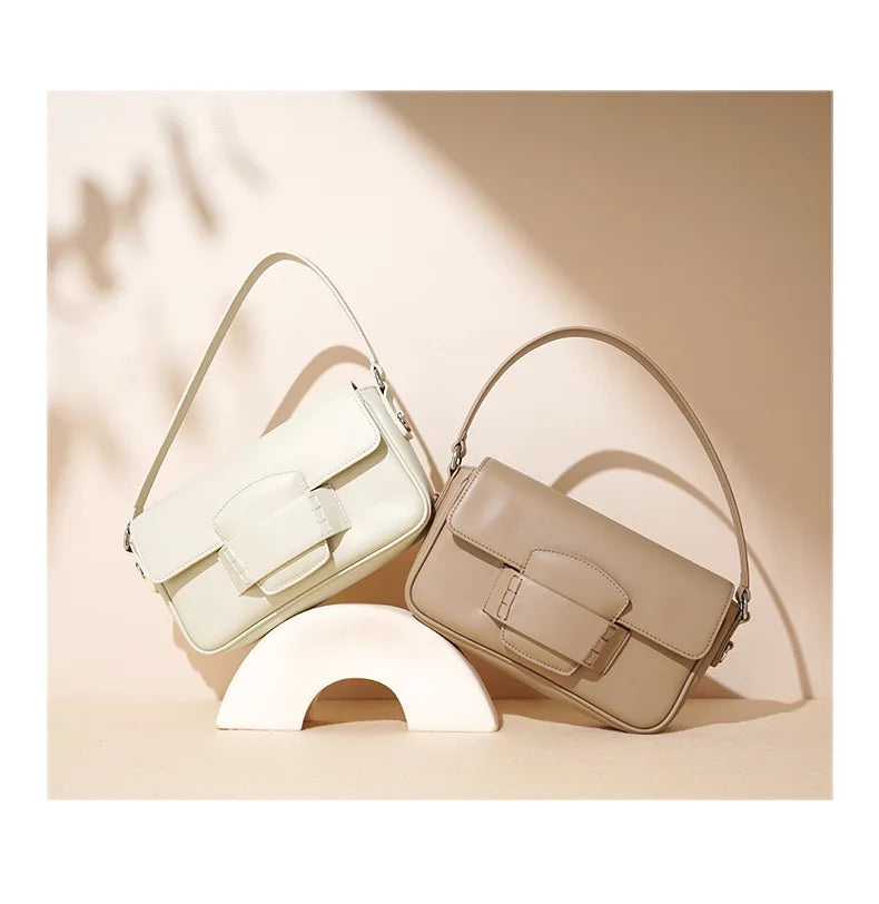 Genuine Leather Flap Crossbody Bag