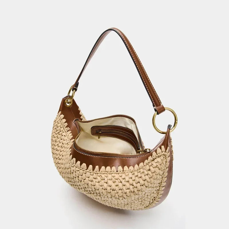 Luxe Woven Crescent Underarm Bag