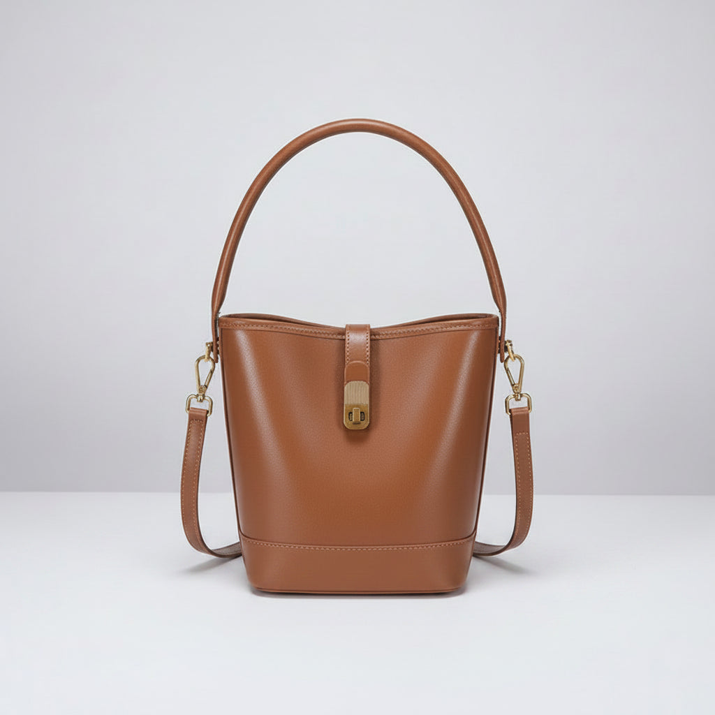 Genuine Leather Luxury Bucket Handbag