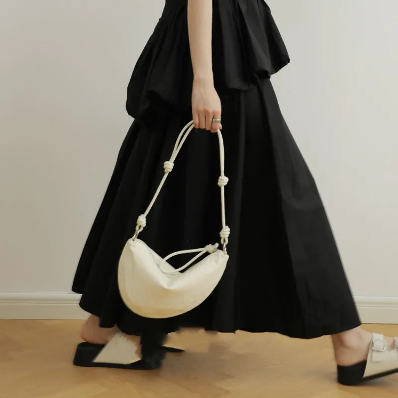 Premium Half Moon Leather Shoulder Handbag