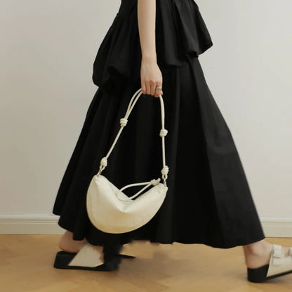 Premium Half Moon Leather Shoulder Handbag