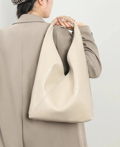 Aura Genuine Leather Asymmetric Sculptural Hobo