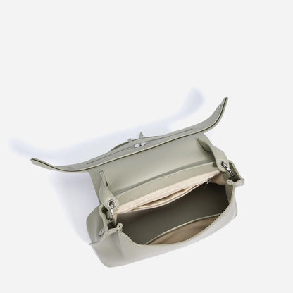 Aura Genuine Leather Twin-Zip Flap Shoulder Bag