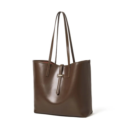 Serene Top Grain Leather Minimalist Oversized Shoulder Bag