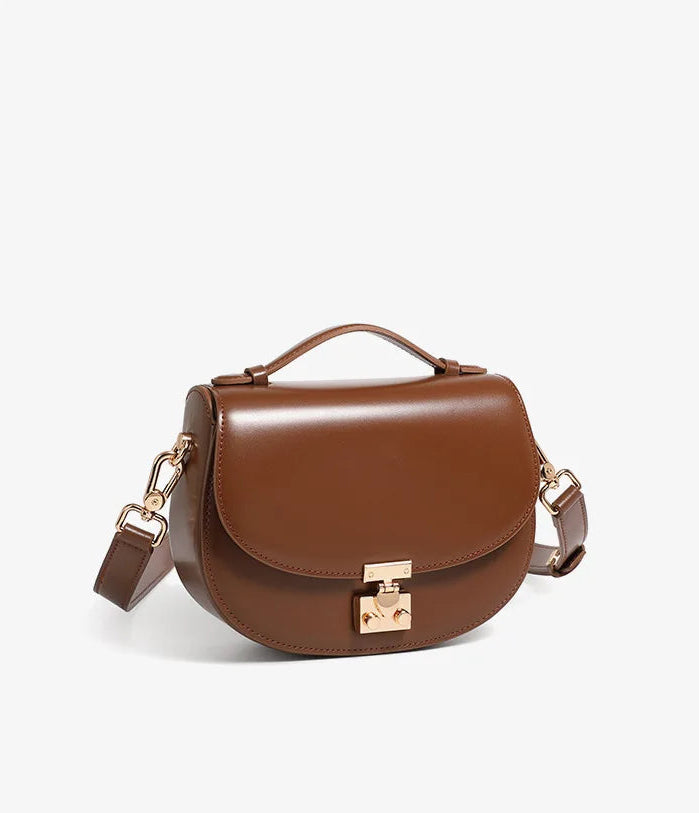 Aura Genuine Leather Top-Handle Saddle Bag