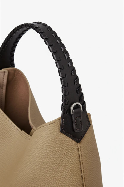 Lyra Artisan Genuine Leather Hand-Woven Accent Tote